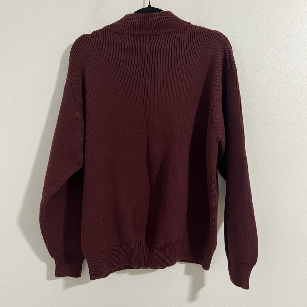 L.L. BEAN Full Zip Cardigan Jacket Men Size XL Red Burgundy Cotton Preppy Office - Picture 3 of 5